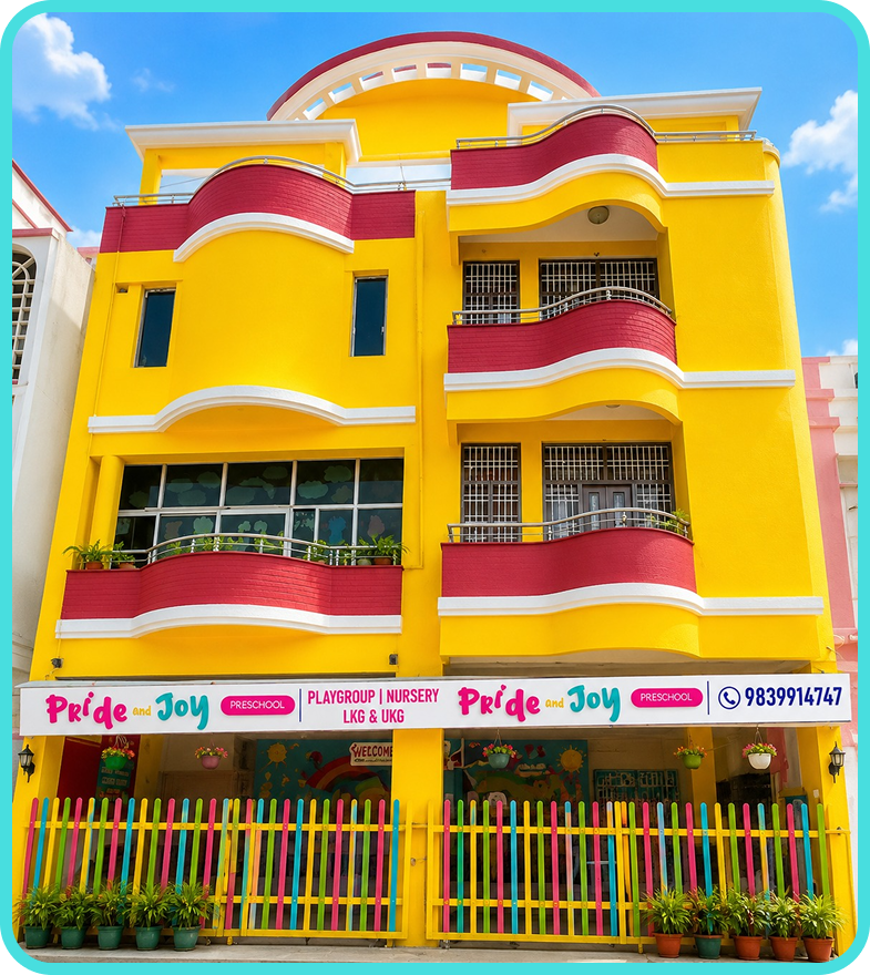 The Pride & Joy Preschool building in Aminabad, Lucknow